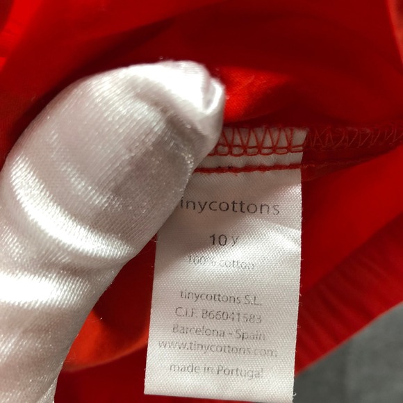 Tiny Cottons Chefs Choice Club Sandwich Dress Girls 10y Red Short Sleeve Poplin - Picture 4 of 11